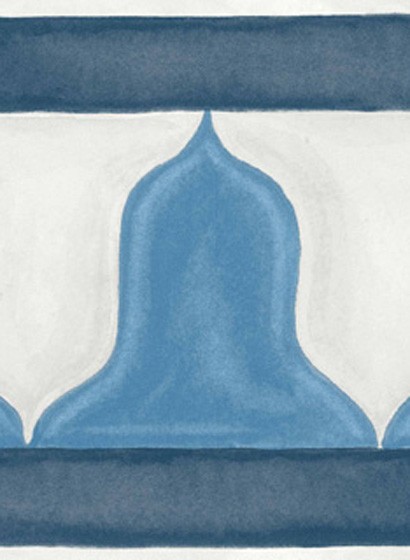 Cole & Son Papier peint Zellige Border - China Blue/ White