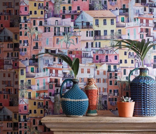 Osborne & Little Wallpaper Portovenere Terracotta/ Coral/ Aqua