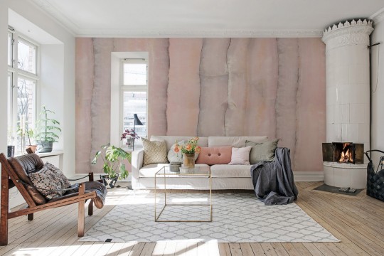 Rebel Walls Papier peint panoramique Agate - Dusty Pink