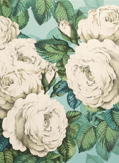 John Derian Wallpaper The Rose Swedish Blue