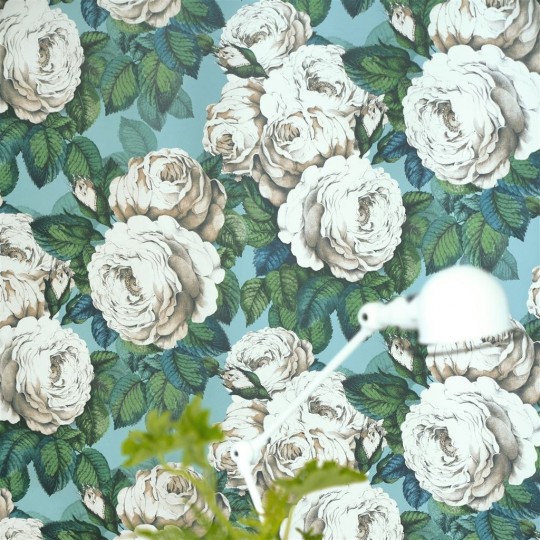 John Derian Wallpaper The Rose Swedish Blue