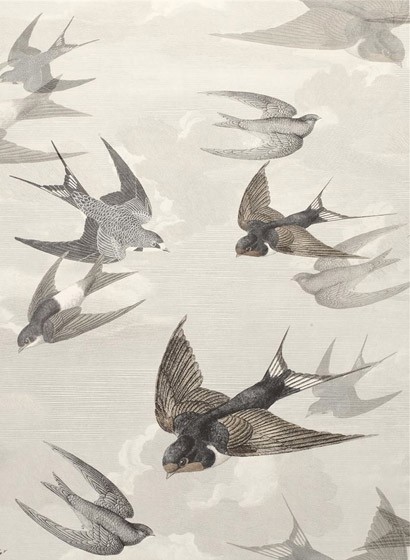 Schwalben Tapete Chimney Swallows von John Derian - Dusk