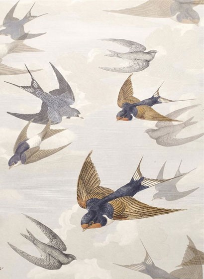John Derian Papier peint Chimney Swallows - Down