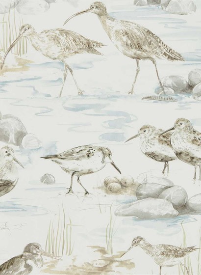 Sanderson Papier peint Estuary Birds - Blue/ Grey