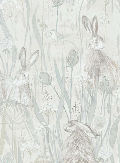 Sanderson Papier peint Dune Hares - Mist/ Pebble