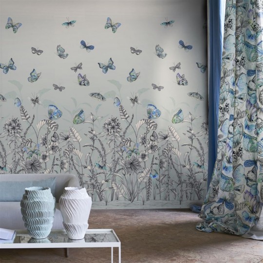 Designers Guild Papier peint panoramique Papillons - Eau De Nil