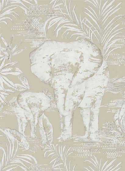 Elefanten Tapete Kinabalu von Harlequin - Linen