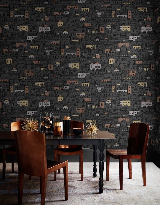 Cole & Son Wallpaper Mediterranea Charcoal/ Metallic