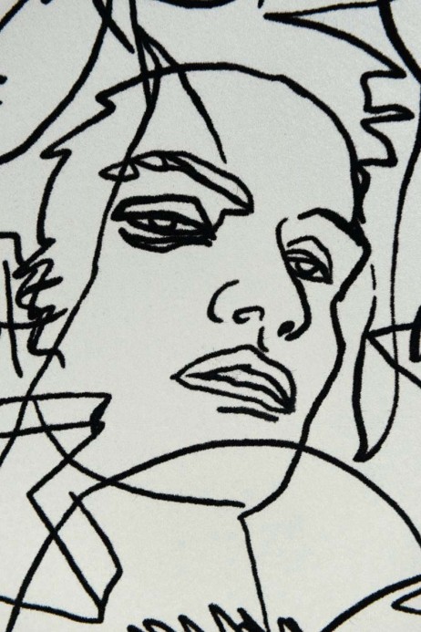 Gesichter Tapete Croquis von Jean Paul Gaultier - Ecru/ Noir