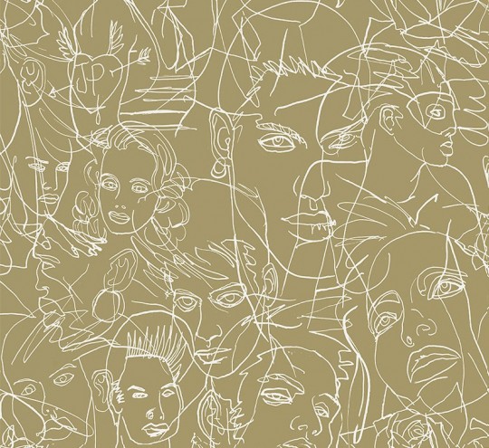 Gesichter Tapete Gouache von Jean Paul Gaultier - Bronze