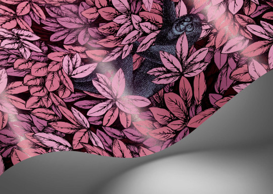 Cole & Son Tapete Foglie e Scimmie - Blush with Blue