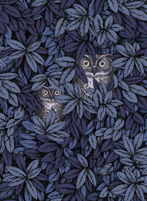 Cole & Son Tapete Foglie e Civette - Midnight