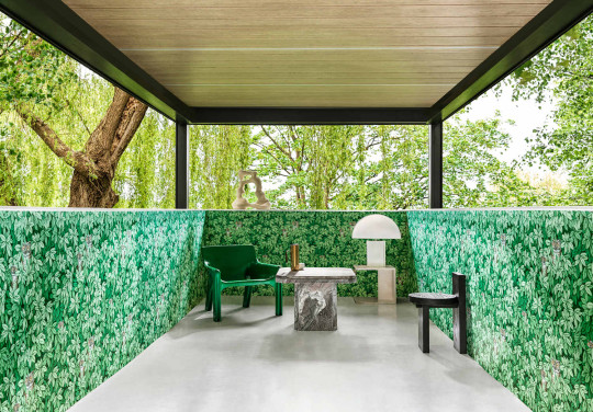 Cole & Son Tapete Foglie e Civette - Forest Green