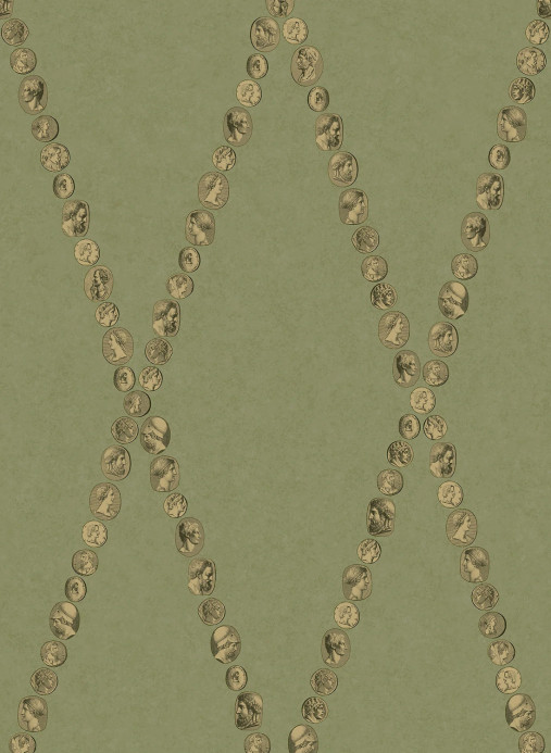 Cole & Son Wallpaper Cammei - Antique Gold on Olive