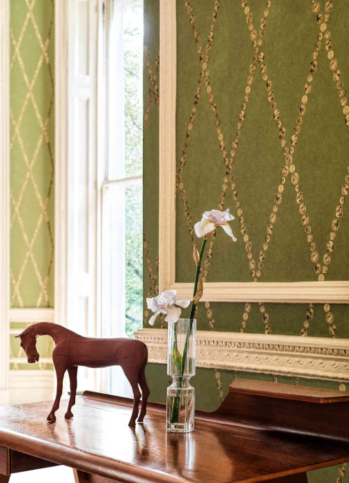 Cole & Son Papier peint Cammei - Antique Gold on Olive