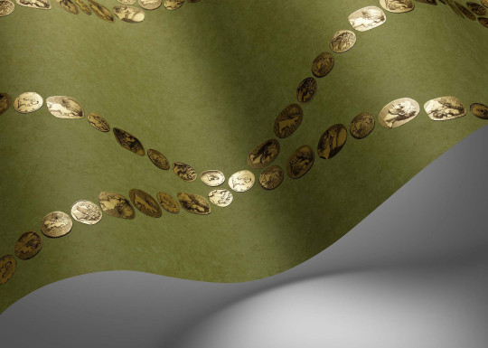Cole & Son Papier peint Cammei - Antique Gold on Olive