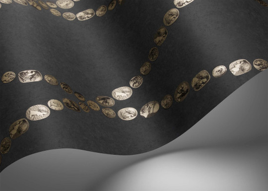 Cole & Son Tapete Cammei - Gold on Charcoal