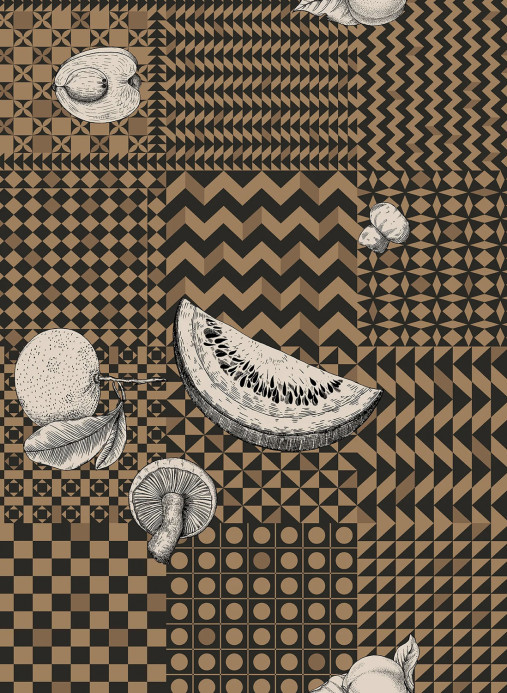 Cole & Son Tapete Frutta e Geometrico - Black/ White/ Gold
