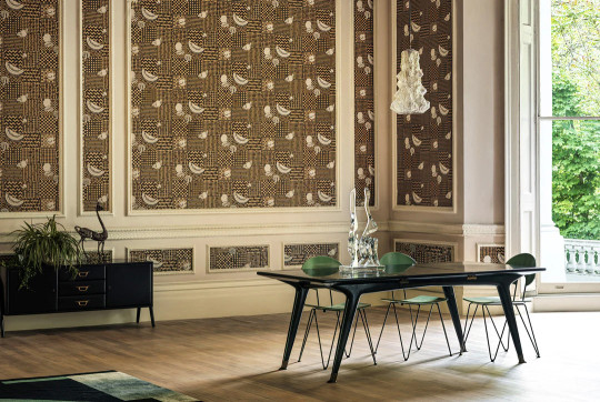 Cole & Son Wallpaper Frutta e Geometrico - Black/ White/ Gold