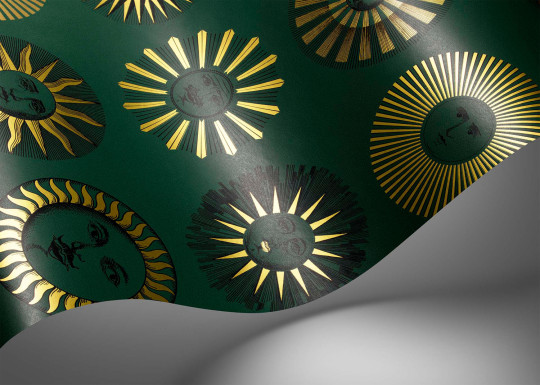 Cole & Son Carta da parati Soli - Emerald/ Gold