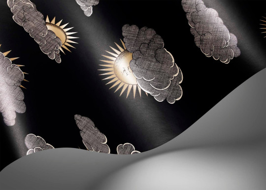 Cole & Son Tapete Soli e Nuvole - Gold/ Silver on Charcoal