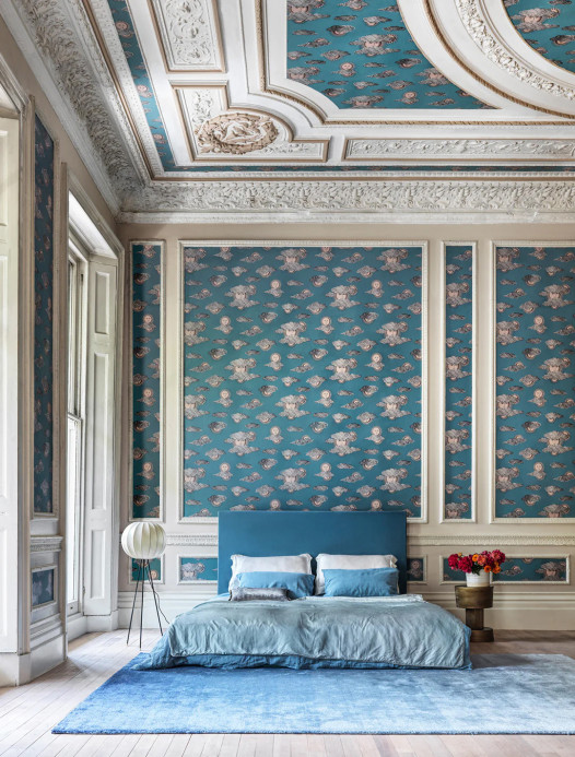 Cole & Son Wallpaper Soli e Nuvole - Teal/ Rose Gold