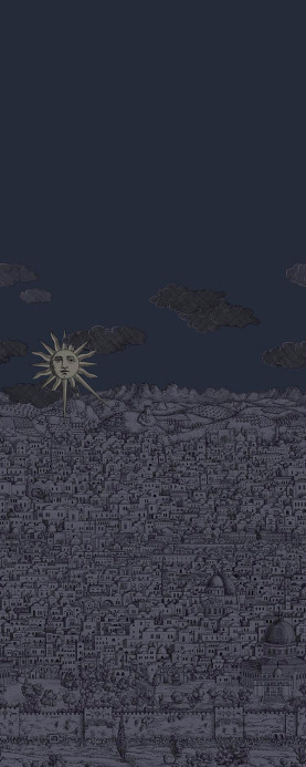 Cole & Son Wallpaper Vista Mediterranea - Midnight with Gilver Sun