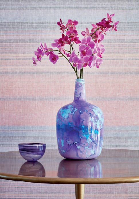 Leinen Tapete Sandia von Thibaut - Pink