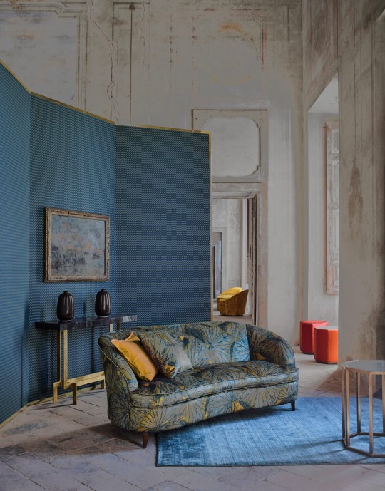 Zoffany Wallpaper Oblique Prussian Blue
