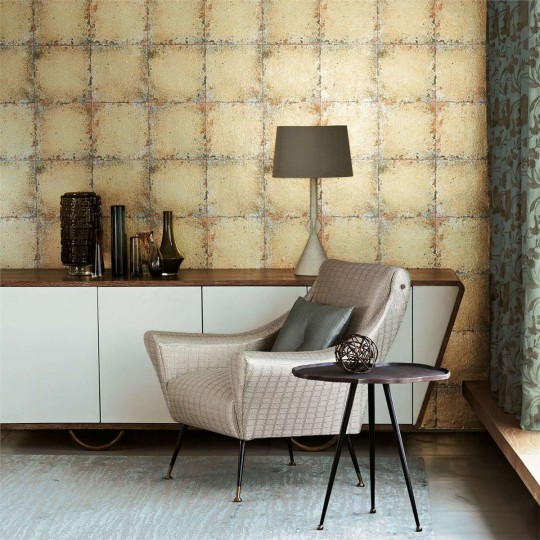 Zoffany Wallpaper Lustre Tile Gold
