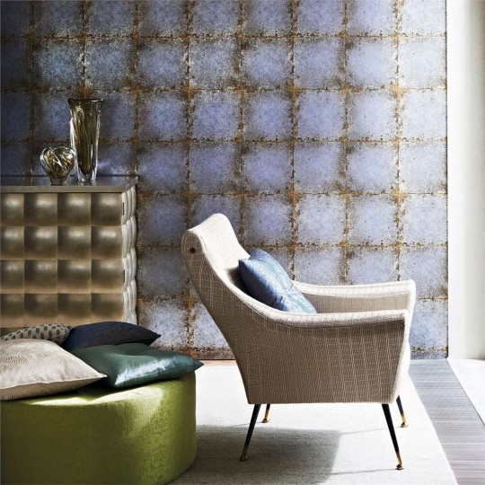Zoffany Wallpaper Lustre Tile Sapphire