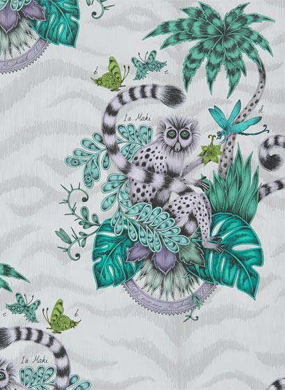 Clarke & Clarke Papier peint Lemur - Jungle