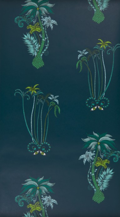 Clarke & Clarke Wallpaper Jungle Palms Navy