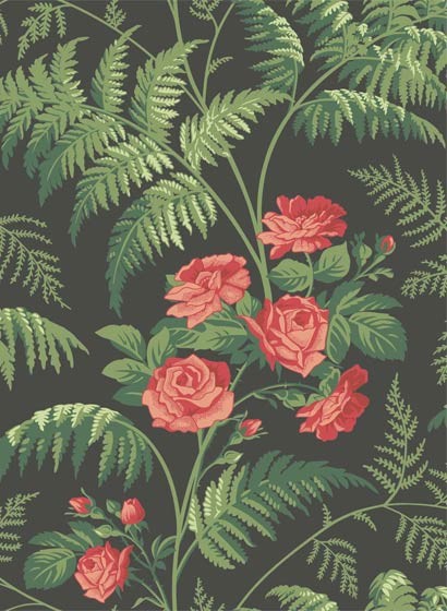 Cole & Son Wallpaper Rose Green/ Charcoal