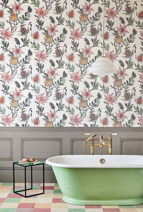 Cole & Son Wallpaper Thistle Pink and White