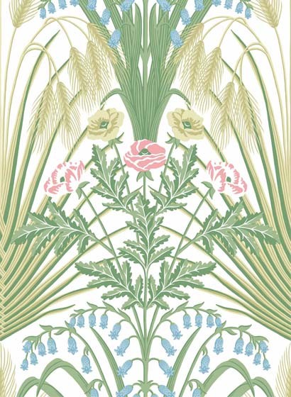 Cole & Son Papier peint Bluebell - Green and Cream