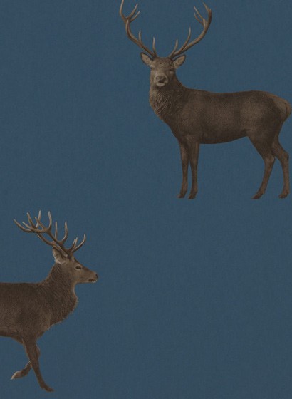 Sanderson Papier peint Evesham Deer - Indigo