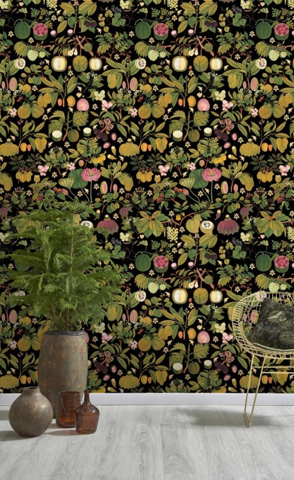 MINDTHEGAP Wallpaper Asian Fruits and Flowers Anthracite