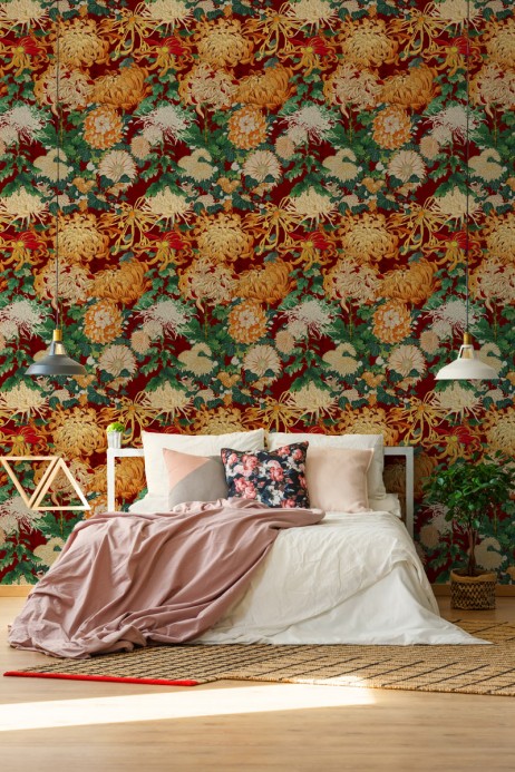 MINDTHEGAP Wallpaper Chrysanthemums Red