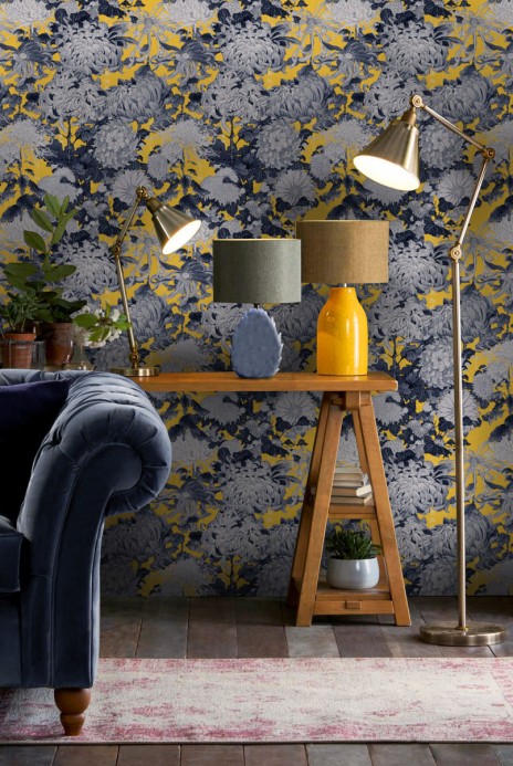 Thibaut Wallpaper Chrysanthemums Yellow