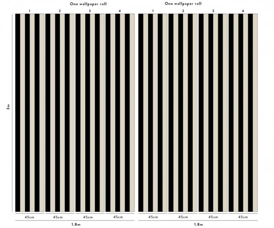 House of Hackney Papier peint panoramique Mono Stripe - Off-Black & Oyster
