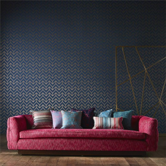 Harlequin Wallpaper Tesselation Marine/ Copper
