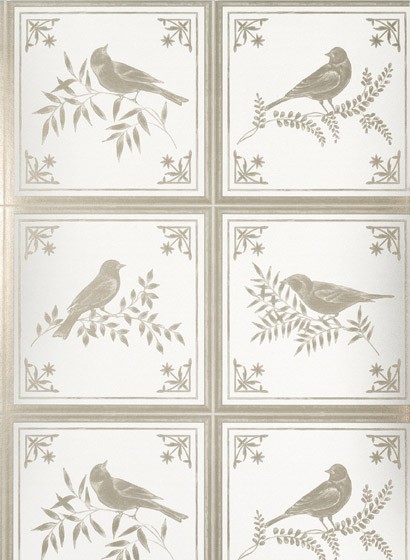 Nina Campbell Wallpaper Fortoiseau Ivory/ Silver