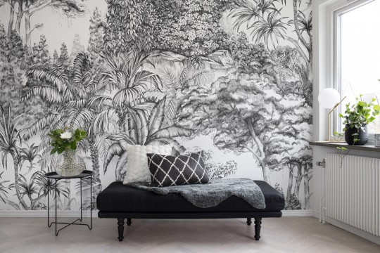 Rebel Walls Papier peint panoramique Secret Garden - Black/ White