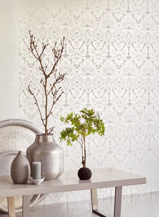 Eijffinger Wallpaper Lounge 6 Silber/ Weiß