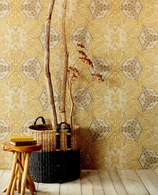 Eijffinger Wallpaper Boho Flower Ochre Gold