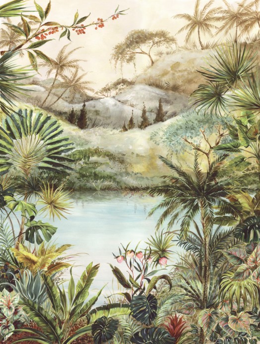 Eijffinger Papier peint Tropical - Mehrfarbig Grün