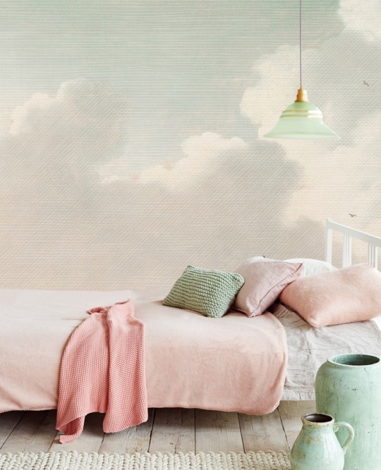 Eijffinger Wallpaper Dutch Sky Stripes Pastell Grün