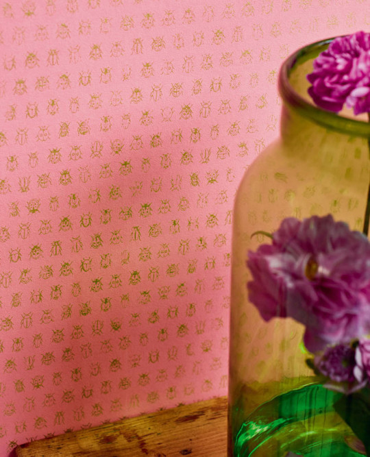 Eijffinger Wallpaper Lady Bug Rosa Hell Gold