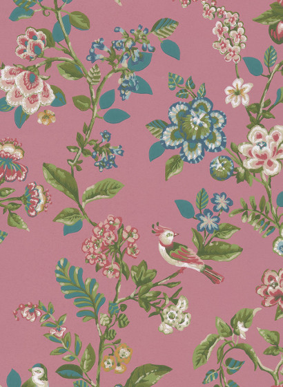 Eijffinger Wallpaper Botanical Print Dunkelrosa